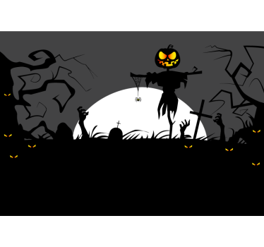 Dark graveyard with scary faces  living room mural - TenStickers