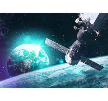 Space wall mural spacecraft orbiting earth - TenStickers