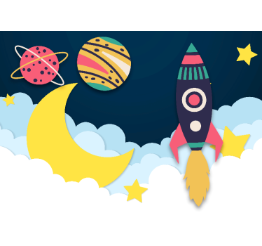 Colourful paper style galaxy Nursery Wall Mural - TenStickers