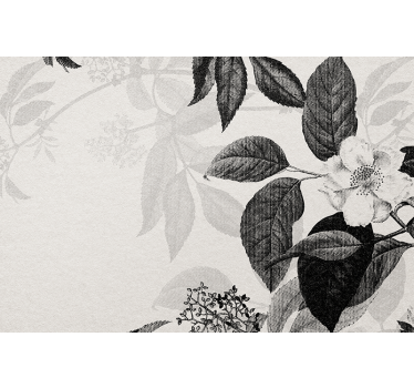 Black and white painted leaves mural wallpaper - TenStickers