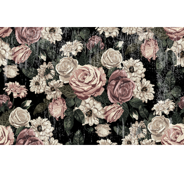Flower wall mural vintage floral explosion - TenStickers