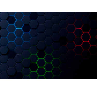 Dark neon hexagonal pattern 3d wallpaper - TenStickers