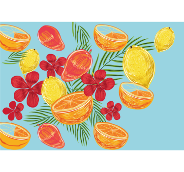 Flower wall mural tropical fruit display - TenStickers