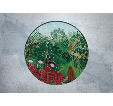 Artistic tropical jungle with animals nature murals - TenStickers