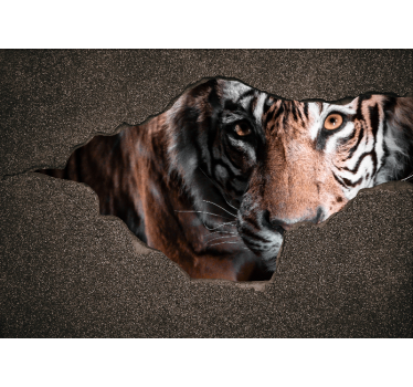 3D Tiger in Wall mural wallpaper - TenStickers