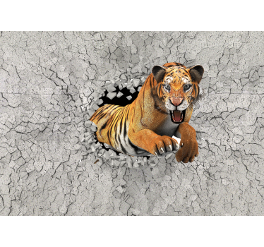 Solid 3D Tiger Painting mural wallpaper - TenStickers