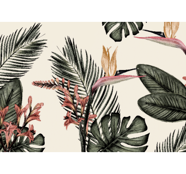 Tropical Charcoal living room mural - TenStickers