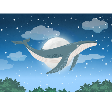 Hand drawn Whale in sky Children Wall Murals - TenStickers