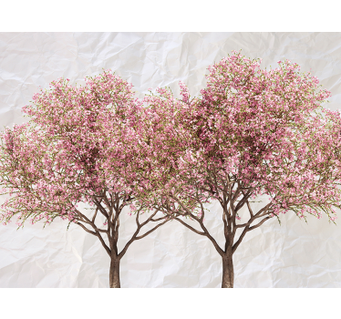 Blooming Pink Trees flower wall mural - TenStickers