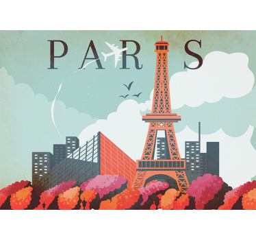 Colorful city illustration paris mural wallpaper - TenStickers