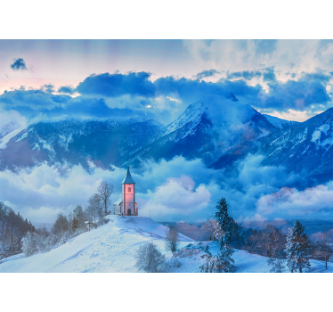 Snow mountain and fog mountain mural - TenStickers