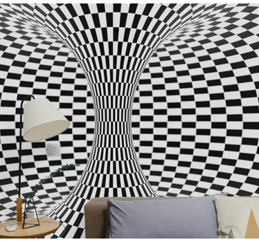 3D black and white tunnel 3d mural wallpaper - TenStickers