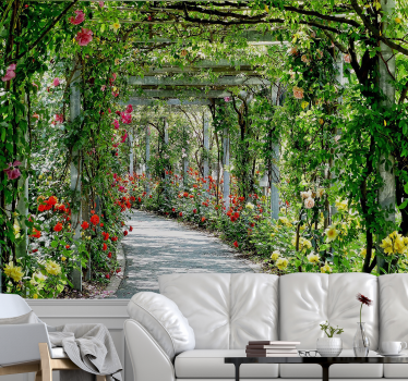 3D flowers in tunnel  3d mural wallpaper - TenStickers