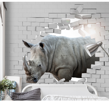3d rhinoceron mural wallpaper - TenStickers