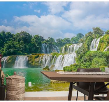 3D tropical waterfall 3d mural wallpaper - TenStickers