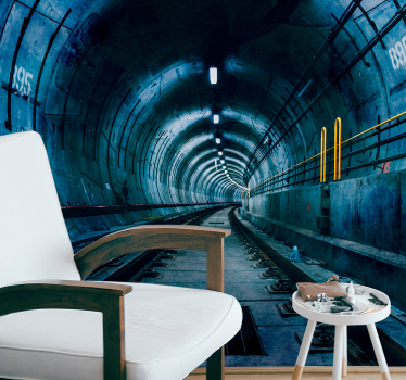3d tunnel undergound 3d mural wallpaper - TenStickers
