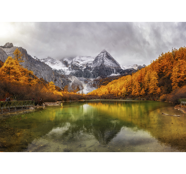 lake an rocks landscape wall mural - TenStickers