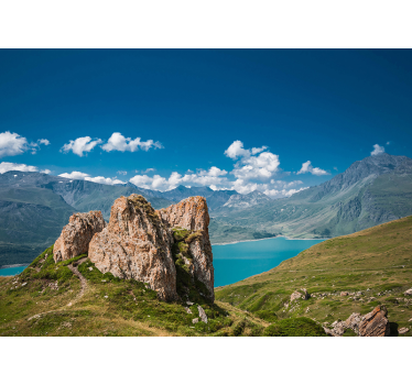 Lake Mont Cenis landscape wall mural - TenStickers