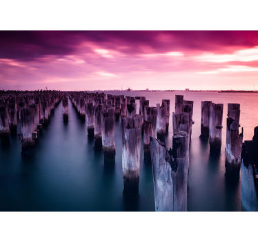 Pink Sunset landscape wall mural - TenStickers