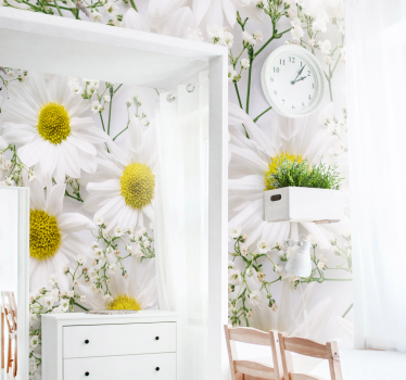 Daisy flower mural wallpaper - TenStickers