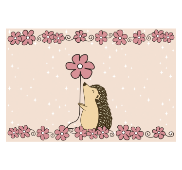 Hedgehog and Flower animals wall mural - TenStickers