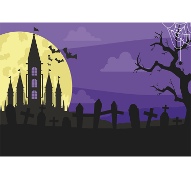 Gloomy cemetery Halloween night wall mural wallpaper - TenStickers