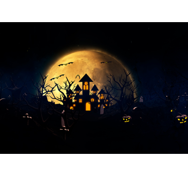 Scary foggy night with light up pumpkin wall mural wallpaper - TenStickers