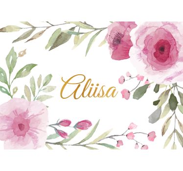 Customized name flowery custom murals - TenStickers