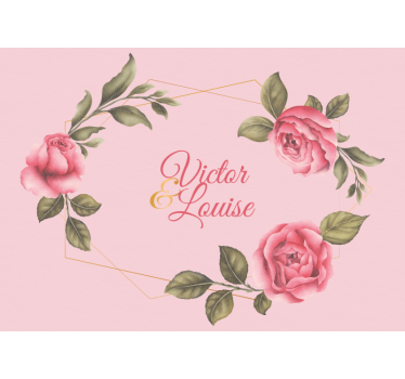 Pink and gold roses personalised  custom murals - TenStickers