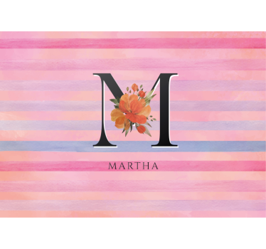 Pink stripe personalised initial custom murals - TenStickers