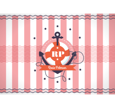 Navy and pink geometric design with initial custom murals - TenStickers