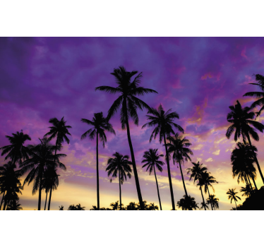 Silhouette of palm trees purple tree wall mural - TenStickers