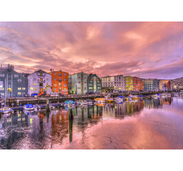 Trondheim city in nightfall wall mural mural wallpaper - TenStickers