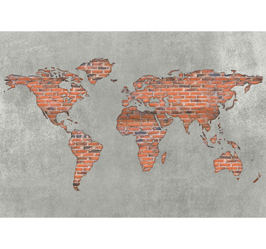 Brick effect colorful world map 3d mural wallpaper - TenStickers