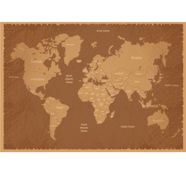 With names world map wall mural - TenStickers
