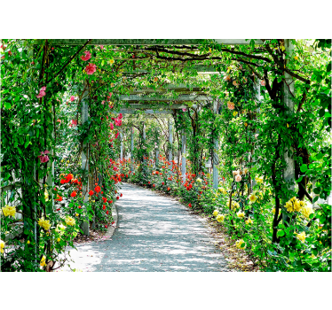 3D flowers in tunnel  3d mural wallpaper - TenStickers
