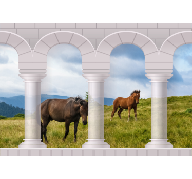 Horses in a forest mural wallpaper - TenStickers