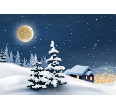 Cartoon winter landscape winter wonderland wall mural - TenStickers