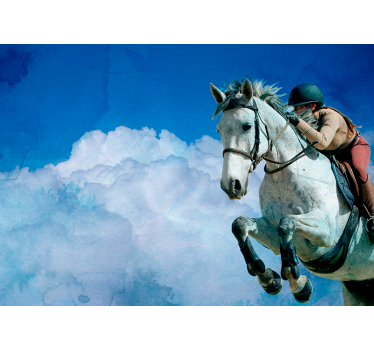 horse jumping from the cloud mural wallpaper - TenStickers