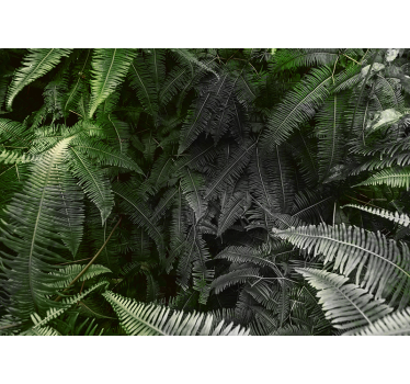 Fern green leaves living room mural - TenStickers