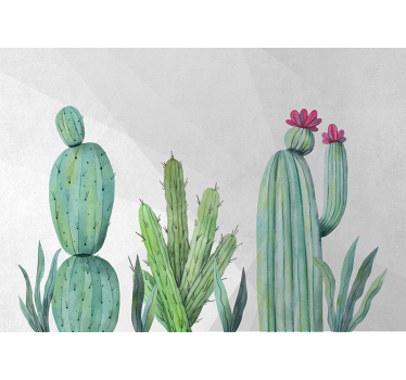 Cactus filled wall illustration mural wallpaper - TenStickers
