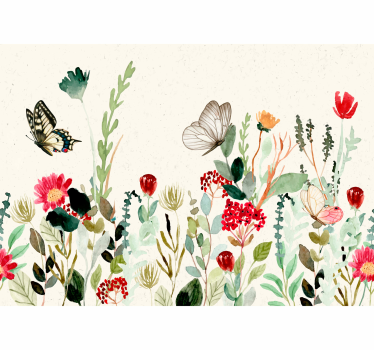 Big botanical illustration living room mural - TenStickers