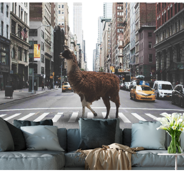 A lama in New York mural wallpaper - TenStickers