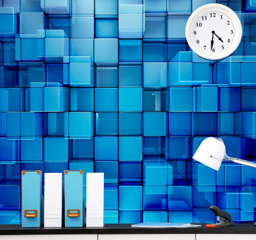 Abstract wall mural geometric cube design - TenStickers