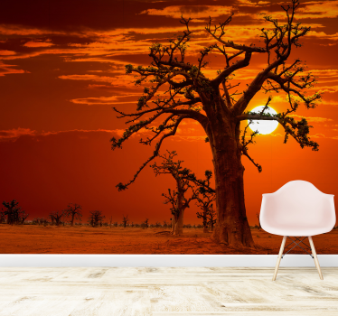 African sunset scenery landscape wall mural - TenStickers