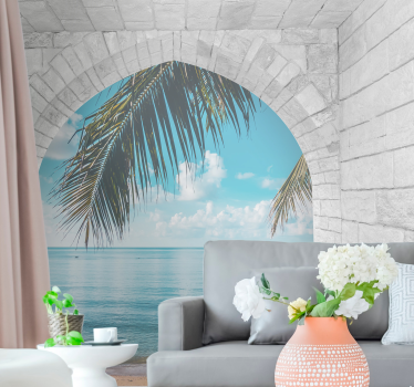 Ancient archs with sea views 3d mural wallpaper - TenStickers
