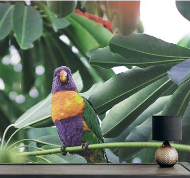 Animals wall mural colorful parrot perched - TenStickers