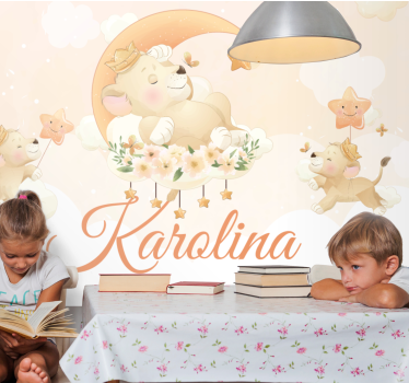 Animals wall mural dreamy lion scene - TenStickers