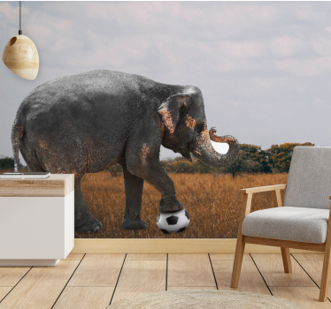 Animals wall mural elephant playing soccer - TenStickers