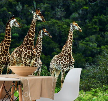 Animals wall mural giraffe family portrait - TenStickers